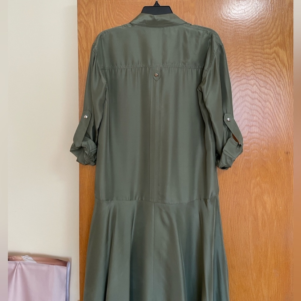 Veronica Beard Camille Green Utility Silk Dress - Picture 9 of 16